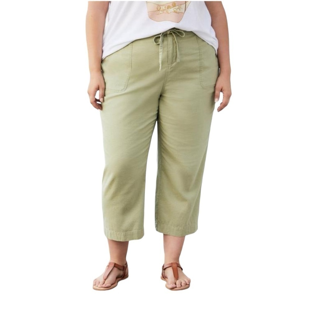 Torrid Green Utility Linen Crop Wide Leg Pant in Tea 20